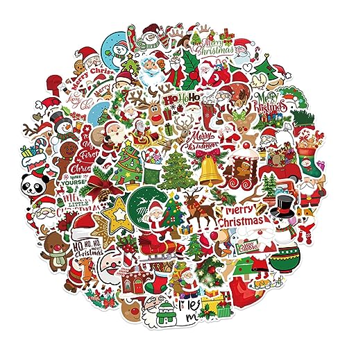 Vaguelly 100st Weihnachtliche Wasserfeste Aufkleber Scrapbook-Aufkleber Aufkleber Beachten Dekorative Aufkleber Für Sammelalben Kofferaufkleber Selber Machen Cartoon-DIY-Aufkleber PVC von Vaguelly