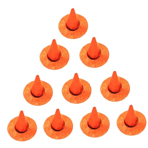 Vaguelly 10St Filz Hexenhut Wolf Halloween-Weinflaschenabdeckung Mini-Hüte halloween party halloween dekoration entzückende Flaschenabdeckungen Hexenhüte Flaschenabdeckungen gefühlt Orange von Vaguelly
