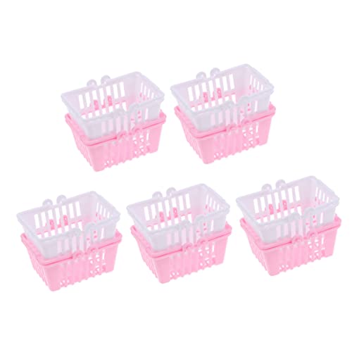Vaguelly 10St Puppen-Einkaufskorb Miniatur gefälscht mini einkaufskorb mini-einkaufskorb Puppenzubehör Einkaufskorb Mini-Hausversorgung Mini-Korb aus Kunststoff Plastik von Vaguelly