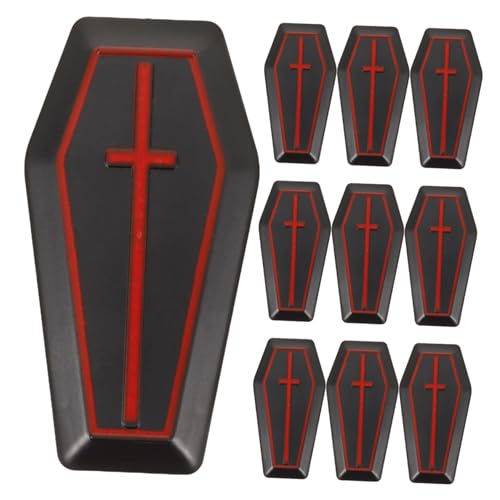 Vaguelly 10St Spielzeugsarg lustige halloween dekoration Horror-Deko Sarg-Schmucketui Skelett-Halloween-Dekoration kleiner Sargschmuck Sarg-Halloween-Dekorationen Plastik Black von Vaguelly