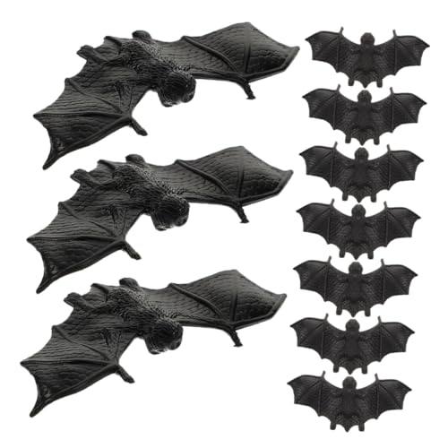 Vaguelly 10pcs Halloween-Dekorationen Mini-harzfledermäuse Halloween-fledermäuse Zum Basteln Halloween-spinne Mini-fledermäuse Simuliertes Fledermaus-anhängerspielzeug Black Plastik von Vaguelly