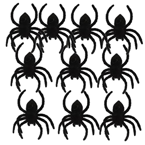 Vaguelly 10st Große Spinne Spinnennetz-Shooter Aufkleber Halloween-animatronik Halloween-Dekorationen Spinne Halloween-plüschtiere Künstlich Streich Spinne Trick Beflockung Black von Vaguelly