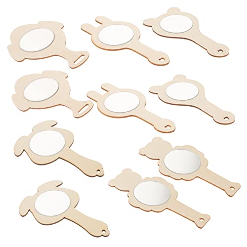 Vaguelly Kinderspiegel-Set 10-teilig Unlackierte Handgehaltene Spiegel Bastel-holzspiegel Für Kinderprojekte von Vaguelly
