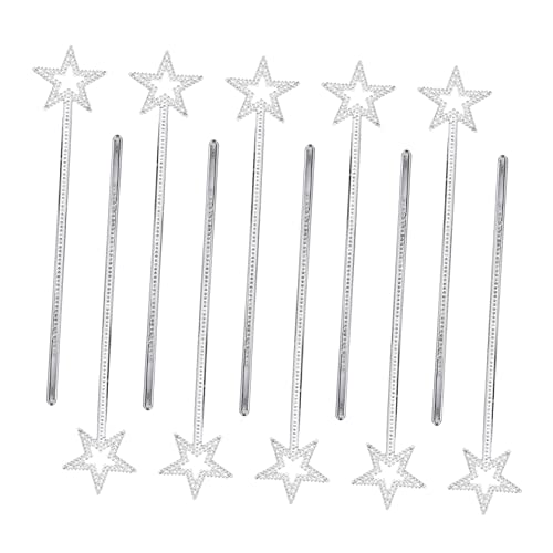 Vaguelly 10st Kleines Mädchen Zauberstab Prinzessin Sternenstab Fee Partydekorationen Für Mädchen Ballettröckchen Schwimmbad Märchen Handwerk Batterie Lichterkette Plastik Silver von Vaguelly
