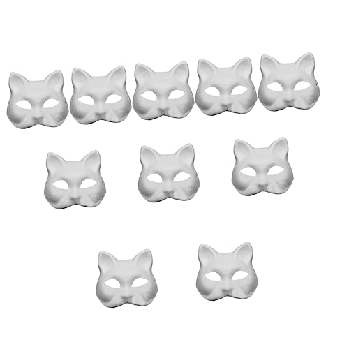 Vaguelly 10pcs Katze Maske Maskerade Liefert Unbemalte Papier Masken Für Handwerk von Vaguelly