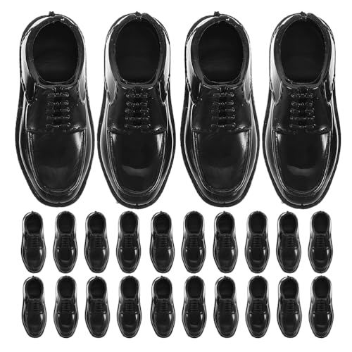 Vaguelly 12 Paar Mini-Fingerschuhe aus Kunststoff, Mini-süße Elfen-Herrenschuhe, Miniatur-Dekoration für die Herstellung von 27,9 cm großen Puppen, Schlüsselanhänger-Anhänger, Schwarz von Vaguelly