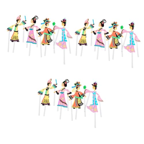Vaguelly 12 STK Chinesisches Traditionelles Spielzeug Geschichte DIY-Spielzeug Chinesische Marionette Schattenspielzeug Familienhandpuppe Handpuppe Aus Papier Kind Handbuch Material von Vaguelly