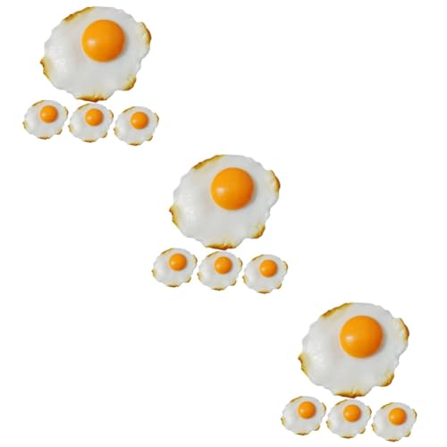 Vaguelly 12 STK Miniaturen Essen Simuliertes Spiegeleimodell Hühnermodelle Aus Kunststoff Spiegelei-Modell Gefälschte Eier Kuchenform Spiegeleier PVC-omelett Kind Gebraten von Vaguelly