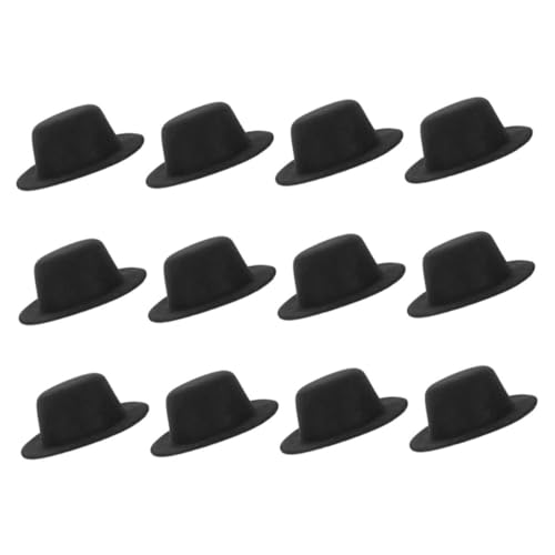 Vaguelly 12 Stck. Mini Hüte für Puppen Kawaii Tiny Hats für Schneemann Dekoration DIY Bastelbedarf Schwarz für Fotografie und Rollenspiele von Vaguelly