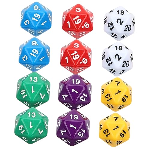 Vaguelly 12 Stück 20 настольные игры Board Games boardgame настольная игра Board gamees Spielwürfel Jumbo sterben mehrseitige 20-seitiger 1-20 Acryl von Vaguelly