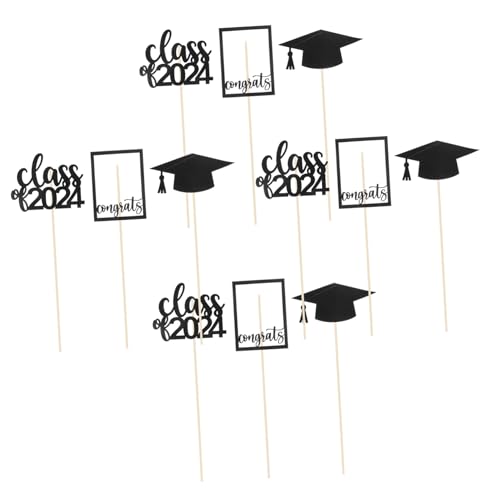 Vaguelly 12 Stück Cupcake-topper Zum Abschluss 2024 Grad Kuchendeckel Du Funkeln Dekorationen Oh Pastell Links Dessertringe Partyzubehör Abschlusskuchendekor Papier Black von Vaguelly