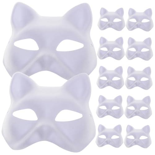 Vaguelly 12 Stück Diy Katzenmaske Unbemalte Papiermaske für Halloween Kostümpartys Kunsthandwerk und Theateraufführungen zum Selbstgestalten von Vaguelly