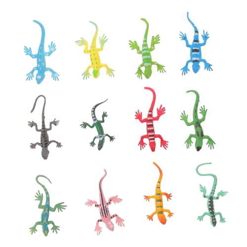 Vaguelly 12 Stück Kinderspielzeug Dinosaurier- Gecko Frosch Stielspielzeug Tiere Schlange Drachen Kleinkindspielzeug Haustier Mini-eidechsenmodell Plastik von Vaguelly