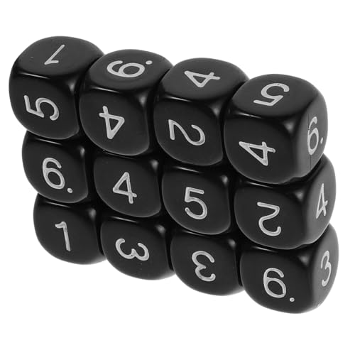 Vaguelly 12 Stück Lehrmittel für Zahlenwürfel Mathe Spiele pädagogische Spiele für Schule Pädagogisches Mathe Standard-Spielwürfel Mathe-Spiel Plastik Black von Vaguelly