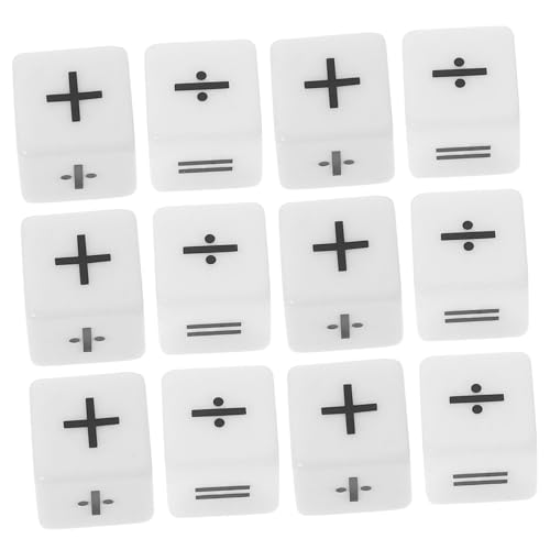 Vaguelly 12 Stück Mathematik Würfel für Lernspielzeug mit Rechenzeichen für Unterhaltsames Mathelernen und Hand Auge Koordination für Schule und Zuhause von Vaguelly