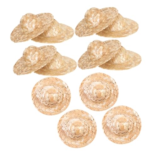 Vaguelly 12 Stück Mini Strohhüte Handgefertigt Kleine Geflochtene Hüte Leicht Robust Für DIY Bastelprojekte Puppenhaus Deko Sombrero Zubehör von Vaguelly