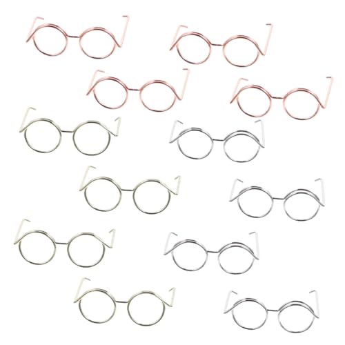 Vaguelly 12 Stück Puppen Ankleide Requisiten Puppen Ankleide Skizze Ankleide Vergrößerungsbrille Drahtbrille Puppen Ankleide Puppe Kleine Puppen Dekoration Puppen Mini von Vaguelly