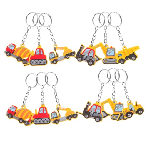 Vaguelly 12 Stück Pvc-bagger-schlüsselanhänger, Multifunktionale Bau-schlüsselringe Für Kinder, Ingenieurs-partygeschenke, Goodie-bag-füller von Vaguelly