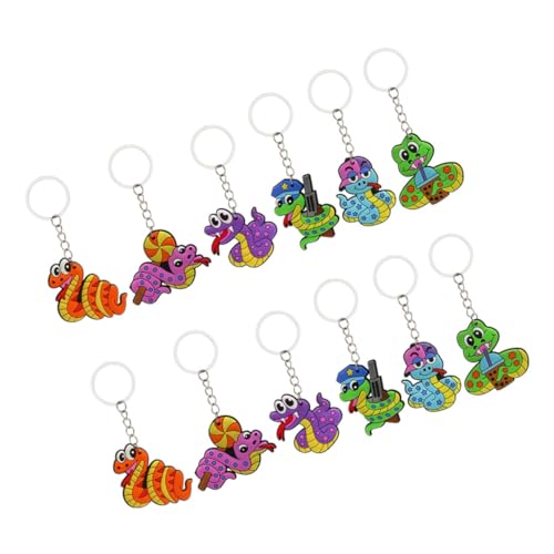 Vaguelly 12 Stück Schlangen-Schlüsselanhänger Zubehör Party Tiere klein Geburtstag Reiz halloween schlüsselanhänger bag charm keychain Geldbörse Schlüsselanhänger Schlüsselbundanhänger PVC von Vaguelly