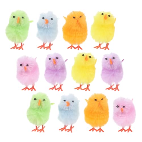 Vaguelly 12 Stück Stofftier Küken Gefüllter Hühnerplüsch Babyküken Osterküken Flauschig Fell Osterpelzküken Kleines Huhn Ostern Flauschiges Huhn Miniatur Süße Kuscheltiere Ausgestopft Samt von Vaguelly