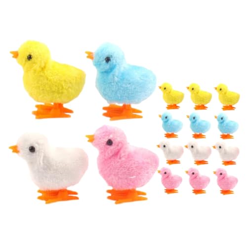 Vaguelly 12 Stück Teiliges Aufziehspielzeug Bunte Plüschküken mit Federantrieb Sichere Materialien für Junge Mädchen Kleine Springende Hühner Handliche Niedliches Design von Vaguelly
