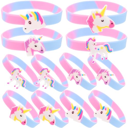 Vaguelly 12 Stück Teiliges Einhorn Armbänder Cartoon Einhorn Party Gastgeschenke für Geburtstagsfeiern Kreative und Süße Handgelenk Bänder für Mädchen von Vaguelly