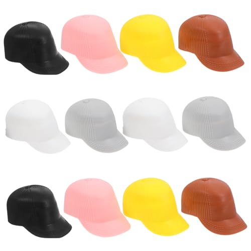 Vaguelly 12 Stück Teiliges Mini-Duckbill-Cap Puppen Bunte Kunststoff-sonnenhüte Strapazierfähig DIY-deko-Accessoire für Puppenhäuser und Bastelprojekte von Vaguelly