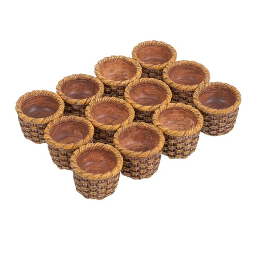 Vaguelly 12 Stück Teiliges Miniatur Handgefertigte Flechtkörbe Mini Picknickkörbe aus Rattan Leicht und Tragbar Für Puppenhaus Dekoration Bastelbedarf Party Deko Mini Blumenarrangements von Vaguelly