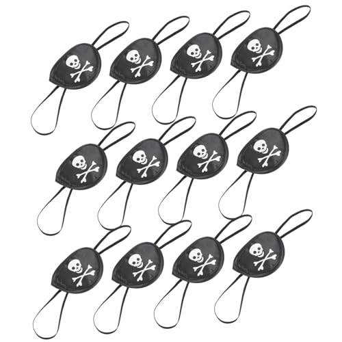 Vaguelly 12 Stück Teiliges Piraten Augenklappen mit Schädel Atmungsaktive Leichte Satin Augenklappe für Halloween Party Piratenkostüm Zubehör Komfortabel und Dekorativ von Vaguelly