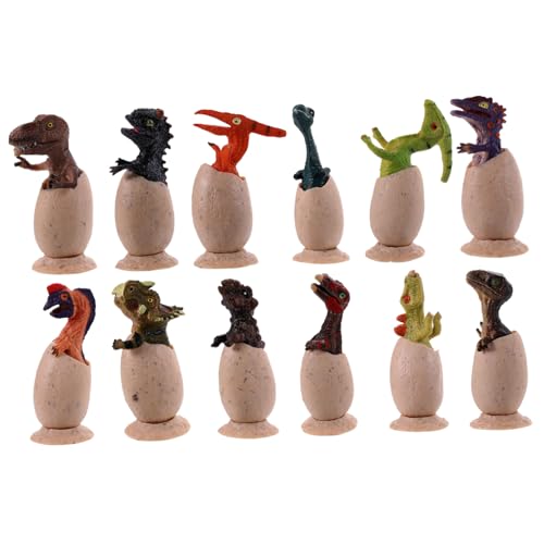 Vaguelly 12 Stück Teiliges Set Dinosaurier Ei Dekoration Realistische Dinosaurier Figuren aus TPR für Kindergeburtstagsfeiern und Lernspielzeug mit Langlebiger von Vaguelly