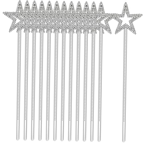 Vaguelly 12 Stück Teiliges Sternförmige Feenstäbe Silber Glitzerleicht Zauberstab Party Fasching Geburtstagsdeko Cosplay Bühnenrequisiten von Vaguelly