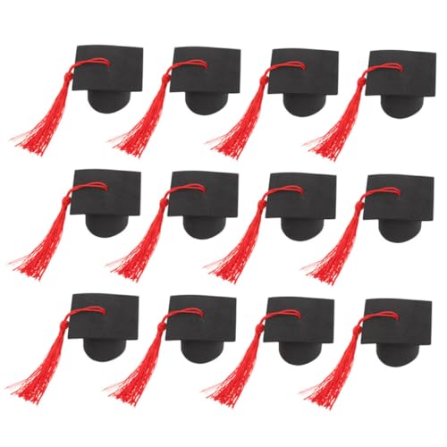 Vaguelly 12 Stück grad kuchen abschlussfeier graduation cap tortenaufsatz Dekorationen Klasse von 2023 Cupcake-Picks Grad-Mütze-Kuchen-Ornament Kuchendekorationsbedarf Polyester rot von Vaguelly