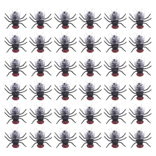 Vaguelly 120 Stück künstliche Fliegen: Realistisches Fliegen-Streichspielzeug für kleine Insektenfiguren aus Plastik – Mini-Falschfliegen für Halloween und Partydekorationen zum 1. April von Vaguelly