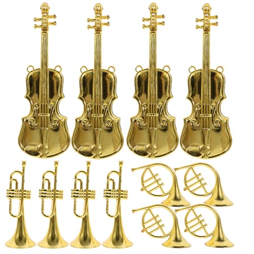 Vaguelly 12St Dekorationen für Musikinstrumente Charme Masse Massenzauber Reize weihnachtsbaumdeko Tannenbaum Dekoration Weihnachtsinstrumente- Weihnachtsdekoration Abs Golden von Vaguelly