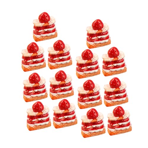 Vaguelly 12St Erdbeer-Sahne-Torte Puppenhaus-Desserts Puppenhaus-Miniatur-Essen Modelle deko Miniatur-Dessertkuchen Mini-Hauszubehör gefälschter Kuchen Spielzeug Lebensmittel vorgeben Harz von Vaguelly