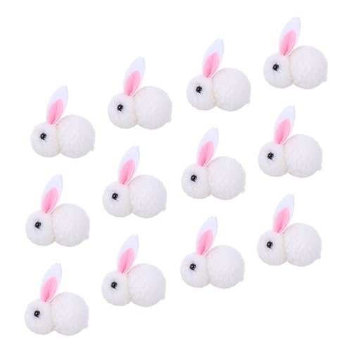 Vaguelly 12St Plüschhase Miniatur Kaninchen Plüschtiere Bären Zwerge weihnachtsdeko Weihnachts Figuren Weihnachtsstimmung Plüsch-Hasen-Dekoration dekorative Hasenplüschpuppe Weiß von Vaguelly