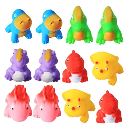 Vaguelly Wasserspielzeug Baby 12er Set Niedliche Dinosaurier Quetschspielzeuge Für Die Badewanne Lustige Quietschende Badeaccessoires Für Perfekt Zum Im Wasser Schwimmbad Spielzeug von Vaguelly