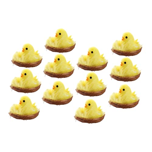 Vaguelly 12st Feiertags- -küken Grübler Mini-küken-Figuren Plüsch Henne Essen Coop Geflügel Hühnerfutter Halloween Hühnerbrühe Hühnerdekor Hühnerfigur Nuggets Chemiefaser Und Kunststoff von Vaguelly