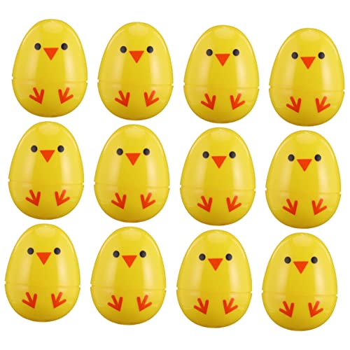 Vaguelly 12st Küken Bedruckte Eier Mini- Eierbecher Seifenblasenmaschine Passende Eier Partygeschenke Eierhalter Raupe Eierjagdkorb Sehr Blase Zauberstab Spiele Eier Yellow Plastik von Vaguelly
