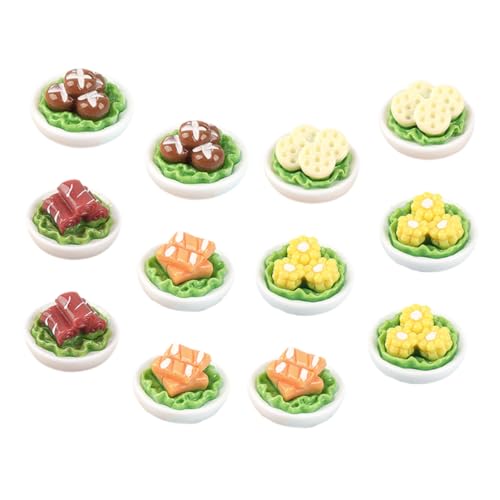 Vaguelly 12st Simulierter Lebensmittel- Und Spielzeugteller Mini-Essen Mini- -Rollenspiel Mini -hausdekorationen Dekorative Gefälschte Nahrungsstütze Kleines Gemüsemodell Harz von Vaguelly
