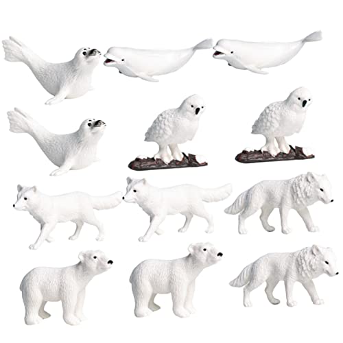 Vaguelly 12st Tierische Verzierungen Spielzeughund Meerestierfiguren Ozeantierfiguren Tierspielzeug Tiere Halloween- Für Babys Kleine Spielsachen Mini-bär Weiß Plastik von Vaguelly