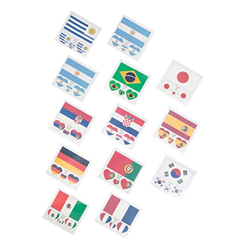 Vaguelly 13 Sätze Wm-flaggen-Aufkleber Weltflaggenaufkleber Filigrane Flaggenaufkleber Abnehmbare Gesichtsaufkleber Passende Gesichtsaufkleber Länderaufkleber Gesichtsaufkleber Ornamente von Vaguelly