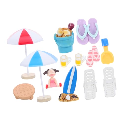 Vaguelly 13 Stück Miniatur Set mit Strandfiguren Dekoration für Puppenhäuser Sandkästen und Miniaturgärten für Kreative Sommerprojekte und DIY Bastelideen von Vaguelly