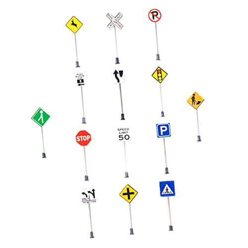 Vaguelly 14 Stück Mini-verkehrsschilder Aus Abs Realistische Simulation Von Verkehrsschildern Für Kinder Dekoratives Lernspielzeug Für Den Tisch von Vaguelly