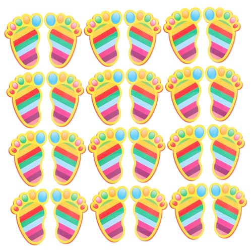 Vaguelly 15 Paare Selbstklebende Fußabdruck Wandsticker für Kinderzimmer Bunte Bodenaufkleber für Kindergarten Spielzimmer und Schule Abnehmbar und Schadenfrei von Vaguelly