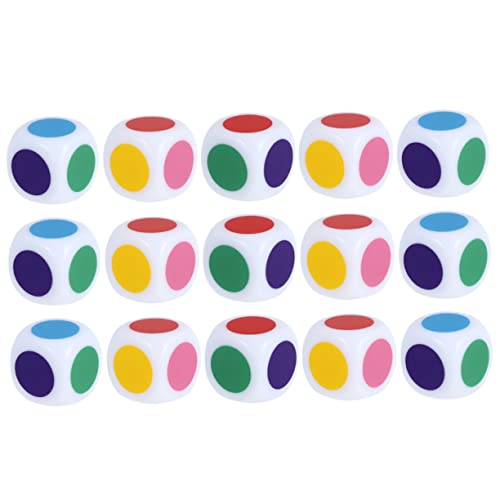 Vaguelly 15 Stück Farbig Bedruckte Farbige Würfelspiele Farbwürfel mit Farbseiten für Lernen interaktive Zählwürfel kognitive Farbwürfel Acryl Colorful von Vaguelly