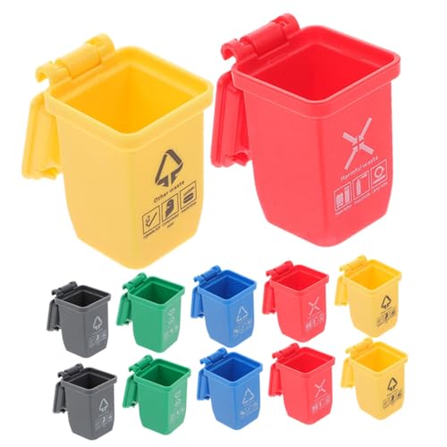 Vaguelly 15 Stück Miniatur-puppenhaus Auto Mülleimer Kleine Tonne Menschlich Mülltonne Puppenhausmöbel Müll- Und Recyclingbehälter Container Intelligenter Mülleimer Deckel Figuren Plastik von Vaguelly