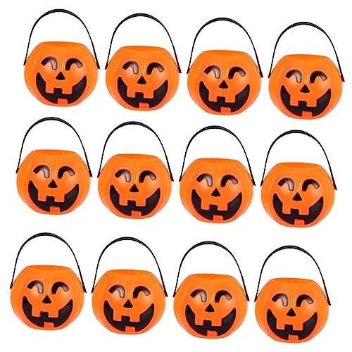 Vaguelly 15 Stück Teiliges Halloween Kürbis Eimer Kleine Tragbare Süßigkeiten Behälter mit Zufälligem Gruselgesicht Deko für Halloween Karneval Partys und Festlichkeiten von Vaguelly