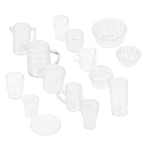 Vaguelly 15st Mini-küchenutensilien Puppenhaus Geschirr Mini-hausmilchbecher Mini-Becher Mini- -Layout-Requisiten Puppenhaus Küche Mini-hausgeschirr Puppengeschirr Plastik Transparent von Vaguelly