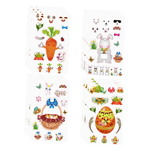 Vaguelly 16 Bögen Osterhasen Küken Gesicht Aufkleber Set Kinder Osterdeko Hasen Deko Für Ostern Basteln Kinder von Vaguelly